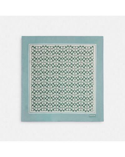 COACH Vintage Print Silk Square Scarf - Green