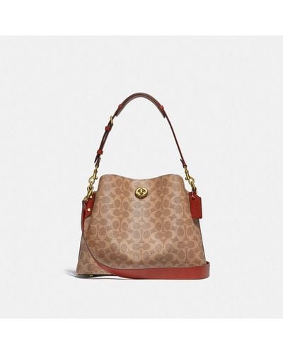 COACH Women's Willow Shoulder Bag In Signature Canvas Rust - Brown