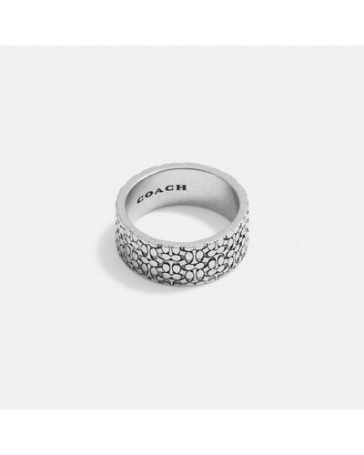 COACH Sterling Silver Signature Ring - Metallic