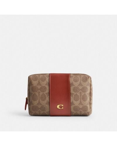 COACH Essential Cosmetic Pouch In Signature Canvas - Brown