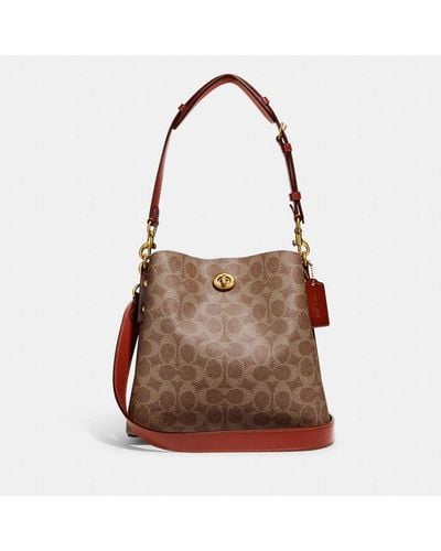 COACH Willow Bucket Bag In Signature Canvas - Brown