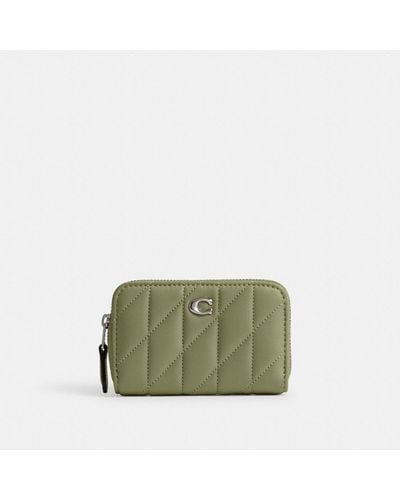 COACH Small Zip Around Card Case With Pillow Quilting - Green