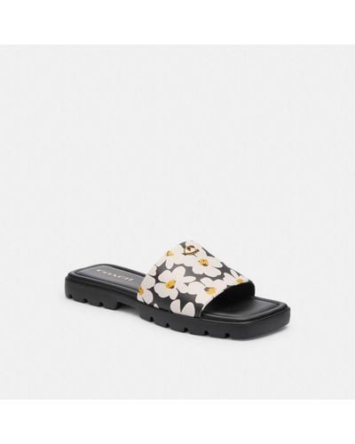 COACH Florence Sandal With Floral Print - Black