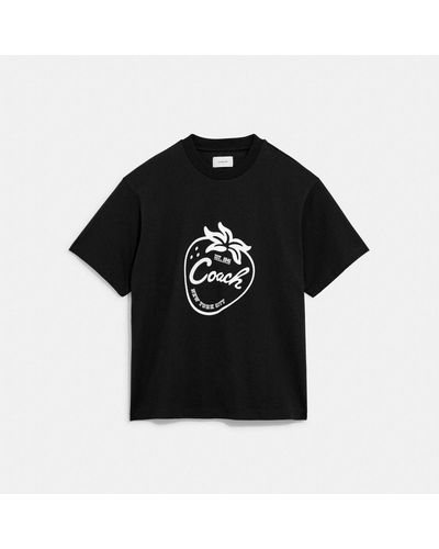 COACH Strawberry Skater T Shirt In Organic Cotton - Black