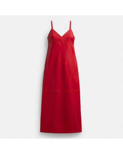 COACH Long Leather Dress - Red