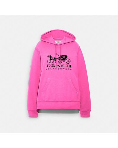COACH Horse And Carriage Hoodie In Organic Cotton - Pink