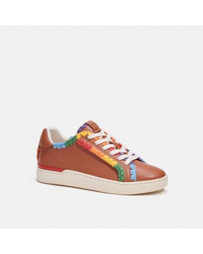 COACH Lowline Low Top Sneaker With Rainbow Crochet - Brown
