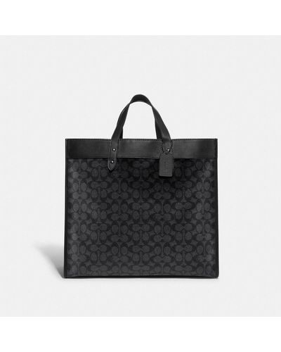 COACH Field Tote 40 In Signature Canvas - Black