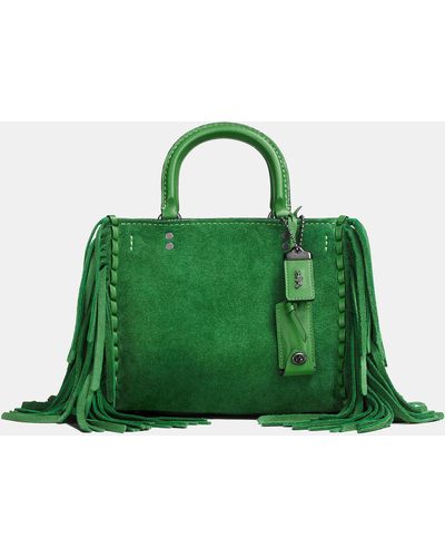 COACH Rogue 25 In Cervo Suede With Fringe - Green