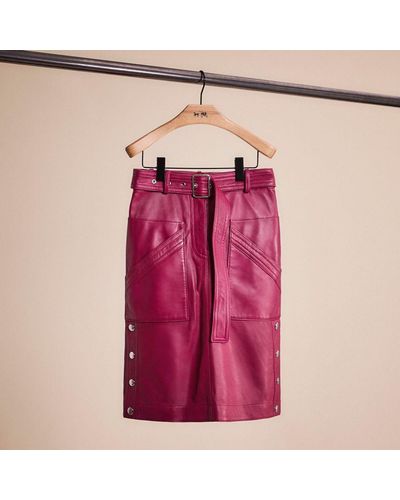 COACH Restored Belted Leather Skirt - Pink
