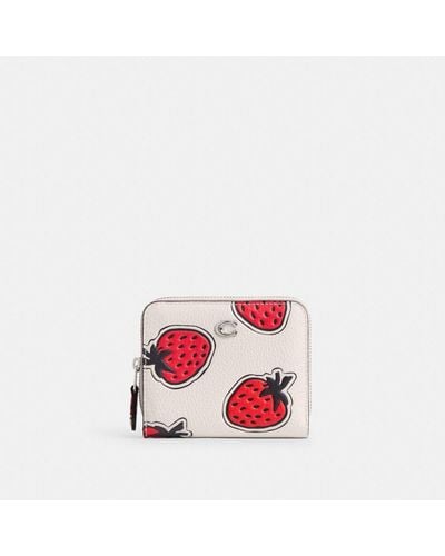 COACH Billfold Wallet With Strawberry Print - Red