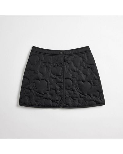 COACH Topia Loop Quilted Heart Mini Skirt - Black