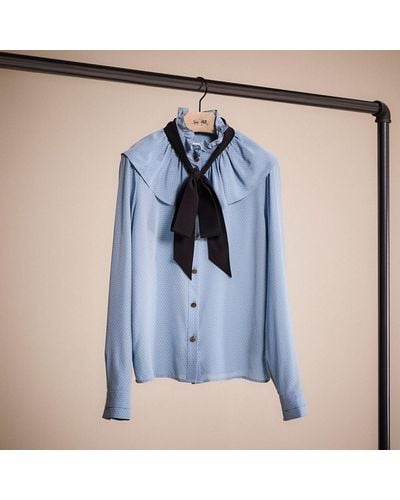COACH Restored Gathered Collar Blouse - Blue