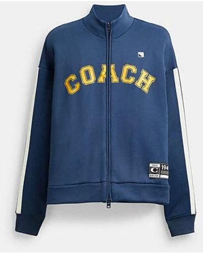 COACH Long Sleeve Relaxed Full Zip Sport Jacket - Blue
