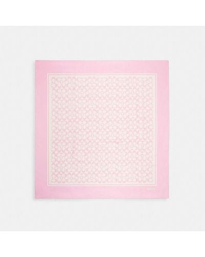 COACH Vintage Signature Print Silk Square Scarf - Pink