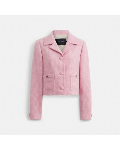COACH Heritage C Tweed Jacket - Pink