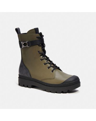 COACH Tucker Boot With Signature Canvas - Brown
