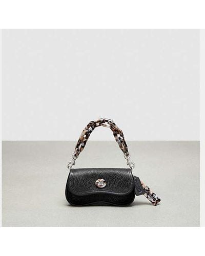 COACH Mini Wavy Dinky Bag With Crossbody Strap In Topia Leather - Black