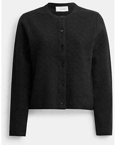COACH Signature Knit Cropped Cardigan - Black