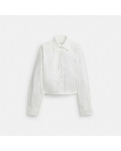 COACH Cropped Button Up Shirt - White