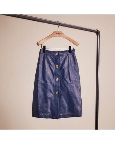 COACH Restored Leather Skirt With Turnlocks - Blue
