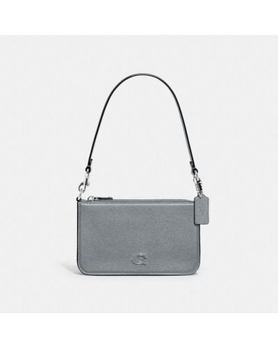 COACH Pouch Bag With Signature Canvas - Gray