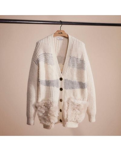 COACH Restored Cardigan With Shearling - Natural