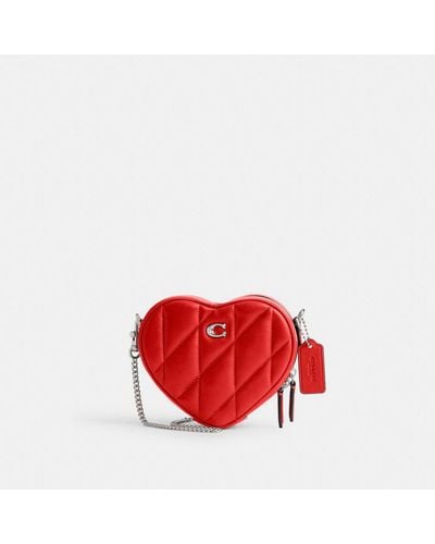 COACH Heart Crossbody Bag 14 With Pillow Quilting - Red