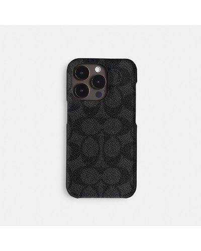 COACH Iphone 15 Pro Case In Signature Canvas - Black