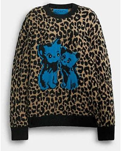 COACH The Lil Nas X Drop Leopard Print Crewneck Sweater - Black