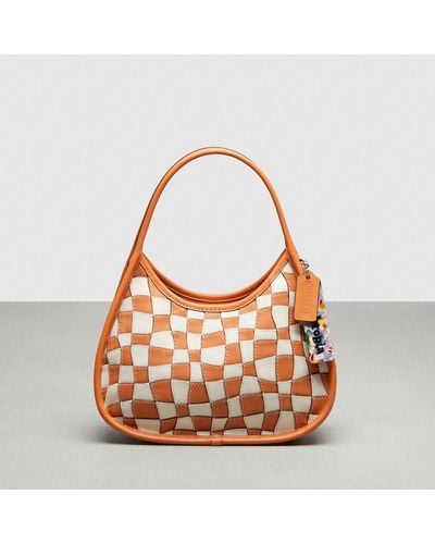 COACH Ergo Bag In Wavy Checkerboard Upcrafted Leather - Orange