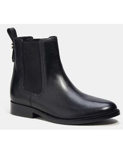 COACH Maeve Leather Bootie Ankle Boot - Black