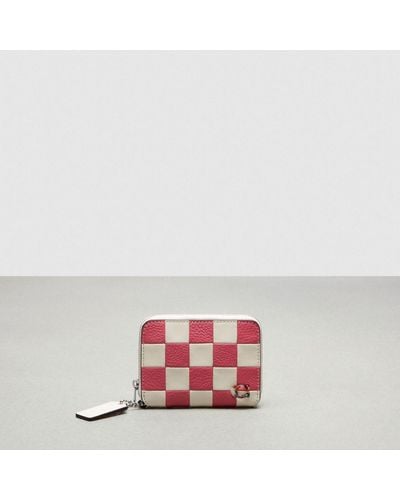 COACH Zip Around Wallet In Checkerboard Upcrafted Leather - Pink