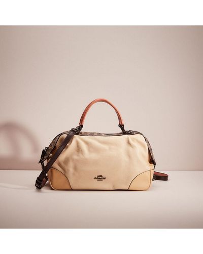 COACH Restored Lane Satchel In Colorblock With Snakeskin Detail - Pink
