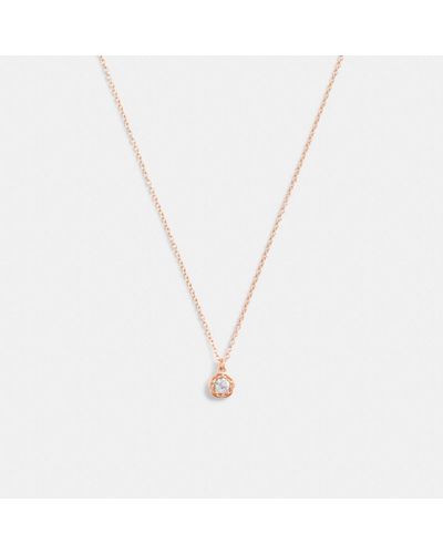 COACH Halo Tea Rose Pendant Necklace - Metallic