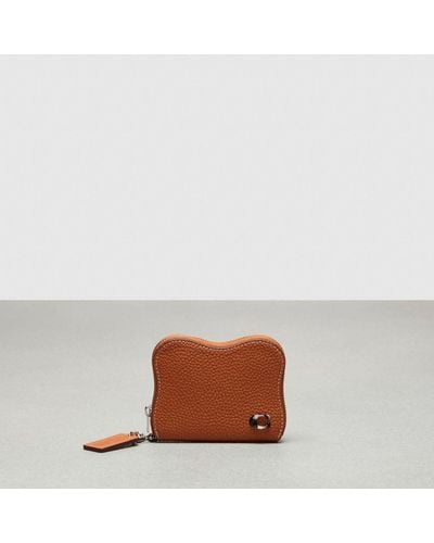 COACH Wavy Zip Around Wallet In Topia Leather - Brown