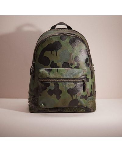 COACH Restored League Backpack With Camo Print And Studs - Green