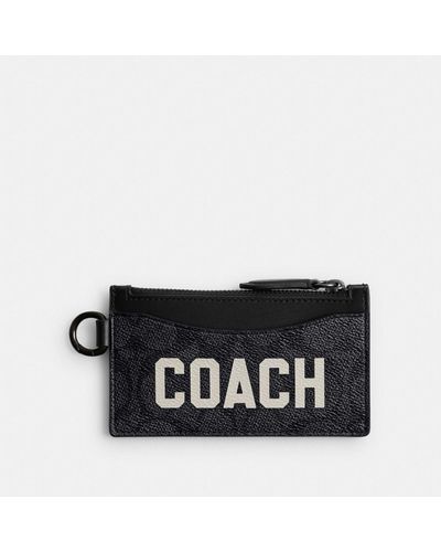 COACH Zip Card Case In Signature Canvas With Graphic - Black