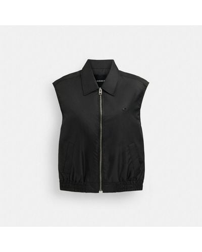 COACH Cropped Vest In Recycled Nylon - Black