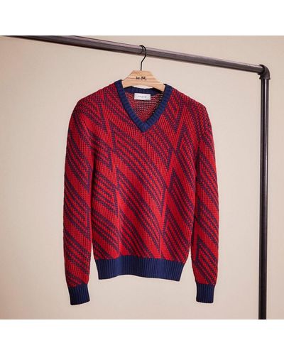 COACH Restored Jacquard V Neck Sweater