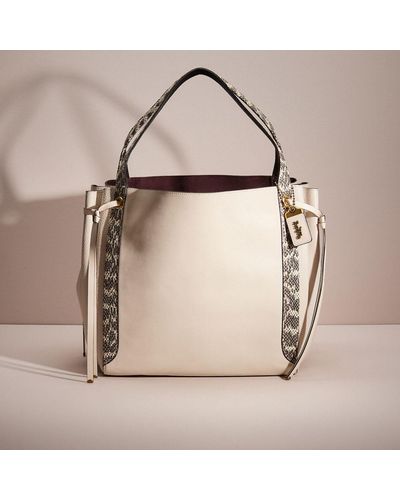 COACH Restored Harmony Hobo 33 In Colorblock With Snakeskin Detail - Natural