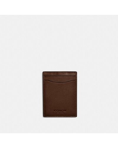 COACH Money Clip Card Case - Brown