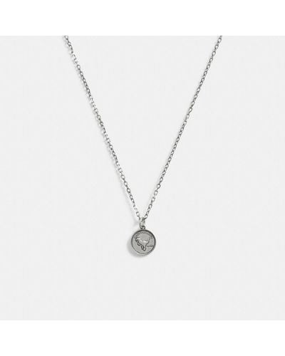 COACH Sterling Silver Coin Pendant Necklace - Metallic