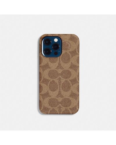 COACH Iphone 13 Pro Case In Signature Canvas - Brown