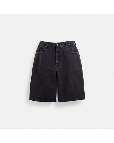 COACH Black Denim Shorts In Organic Cotton - Blue