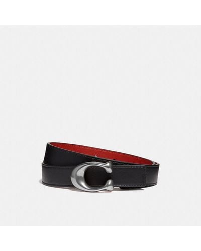 COACH Signature Buckle Reversible Belt, 25mm - Red