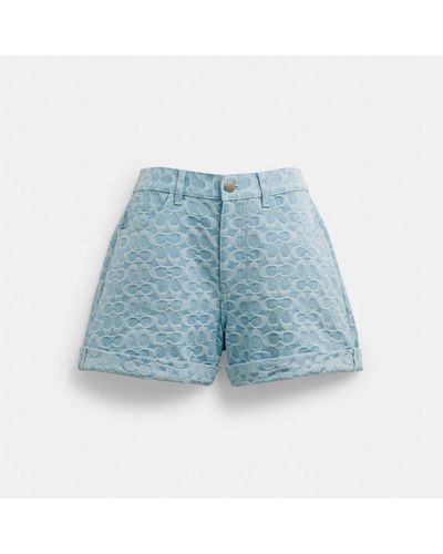 COACH Signature Denim Shorts - Blue