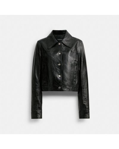 COACH Patent Leather Jacket - Black