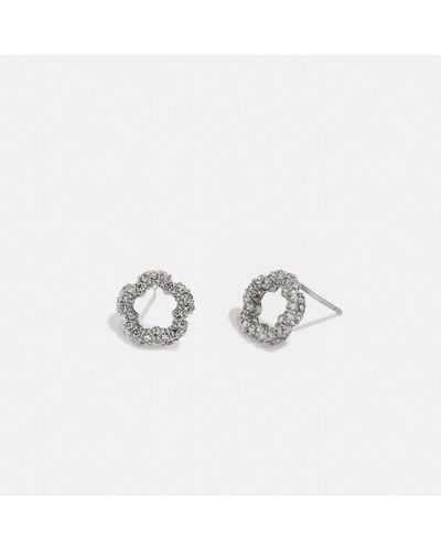 COACH Pavé Tea Rose Stud Earrings - Metallic