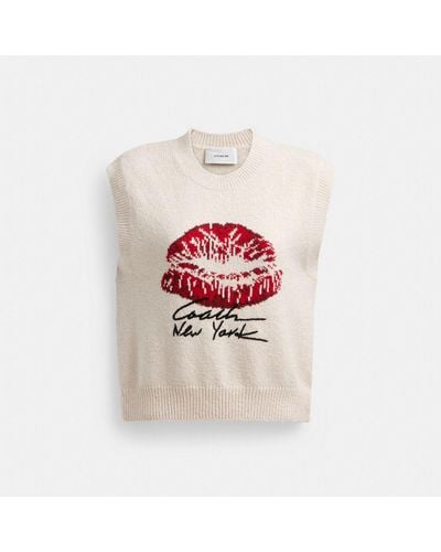 COACH Signature Kiss Print Sweater Vest - White